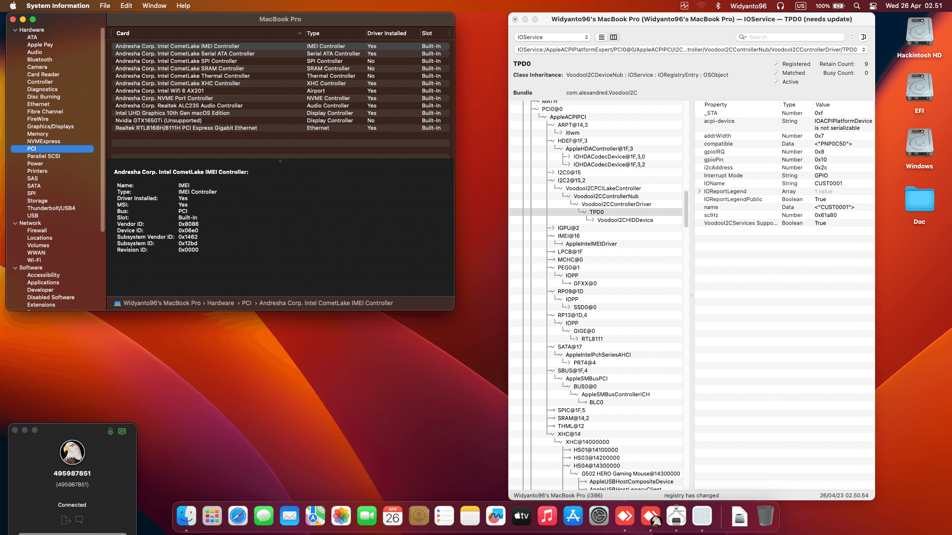 MSI Gaming GF63 Thin 10SCSR [CometLake   Intel UHD 630 + I2C]   OpenCore 9